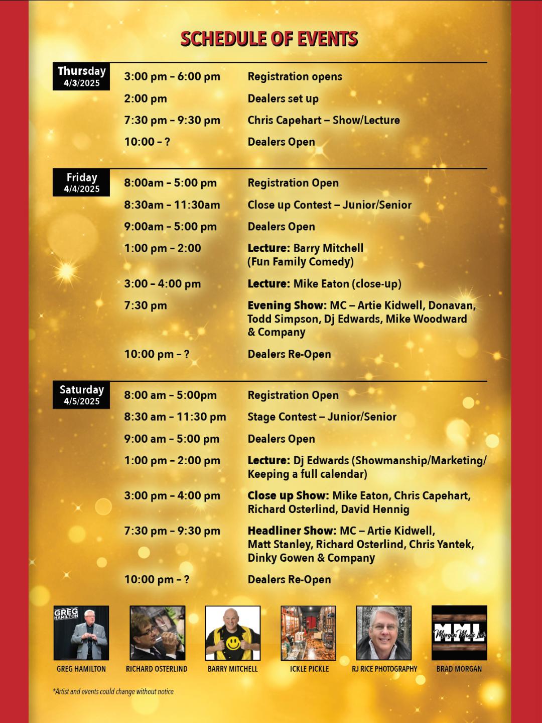 Schedule of Events – Another Darn Magic Convention 2025